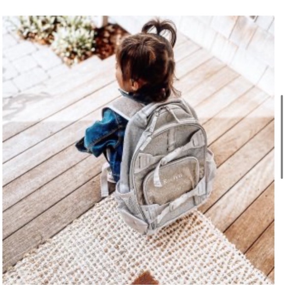 Pottery Barn Kids Silver and Tan Backpack Set NWT